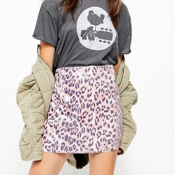 Free People Dresses & Skirts - Free People Skinny Sequin Mini Pink Cheetah